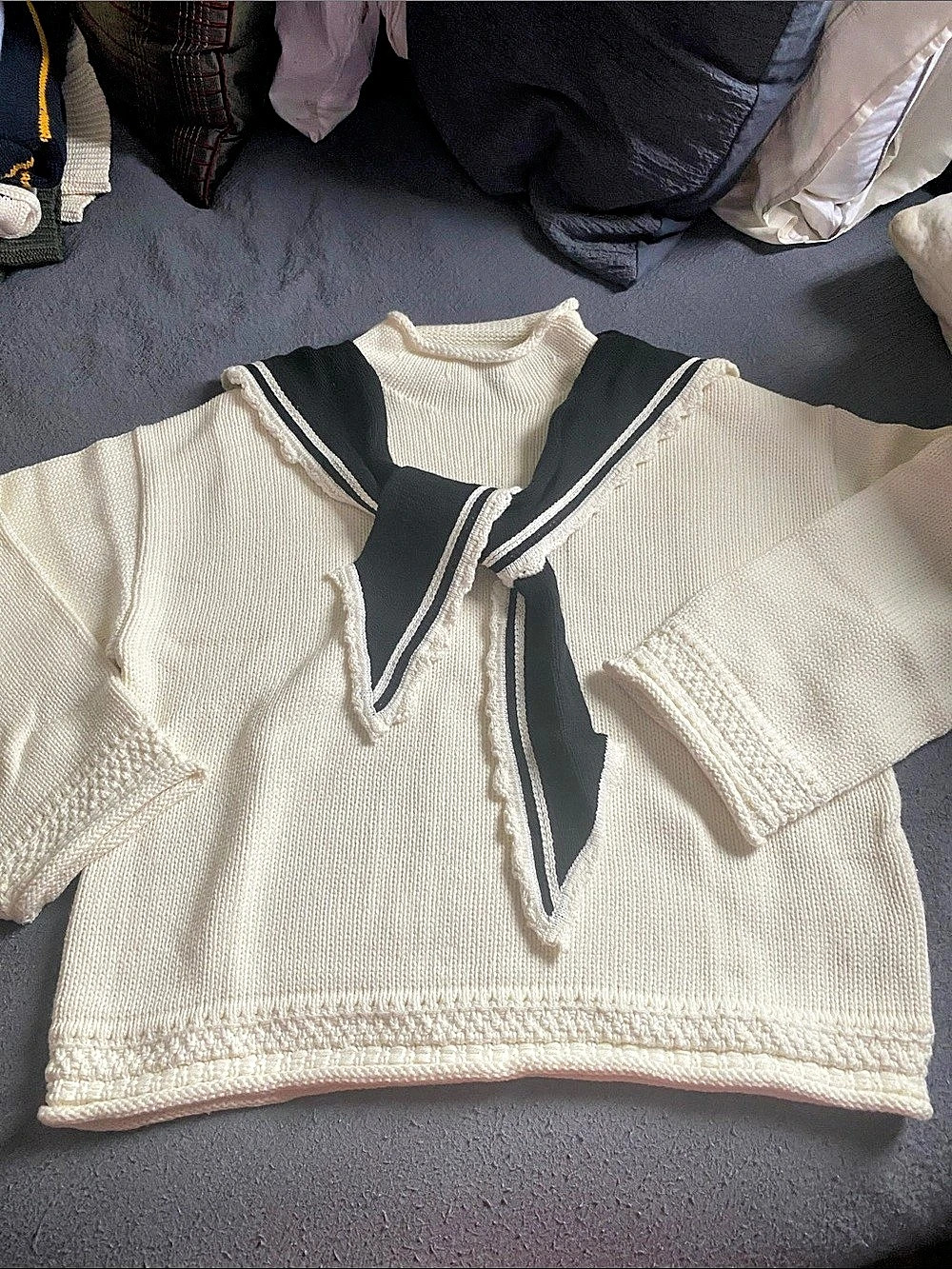 J.Crew The Rollneck by Tanner Fletcher Sailor Collar Sweater Cream & Black Size